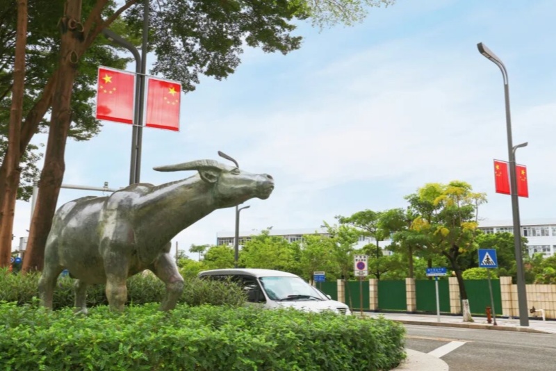 望牛墩：紅旗飄飄迎國(guó)慶 處處洋溢&ldquo;中國(guó)紅&rdquo;